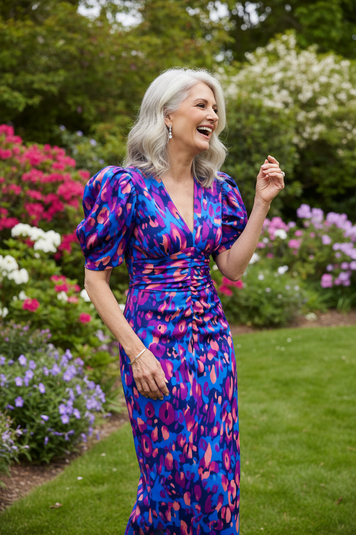 Blue Purple Animal Print Dress - Backyard 3