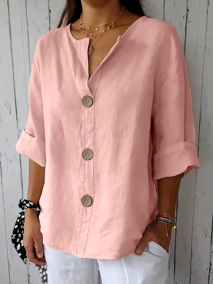 Sinéad - V-Neck Button Pullover Top