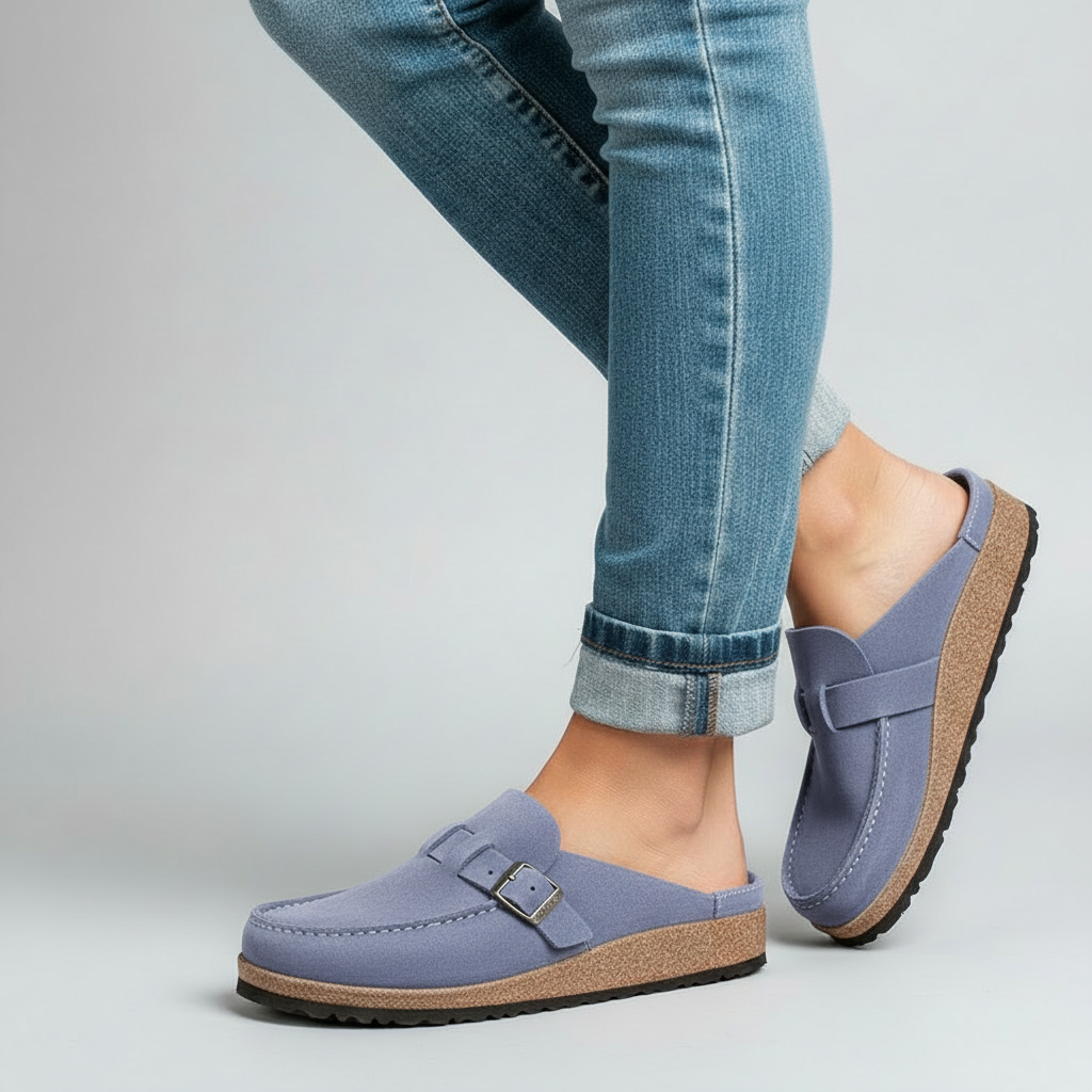 Solène Suede Buckle Clog