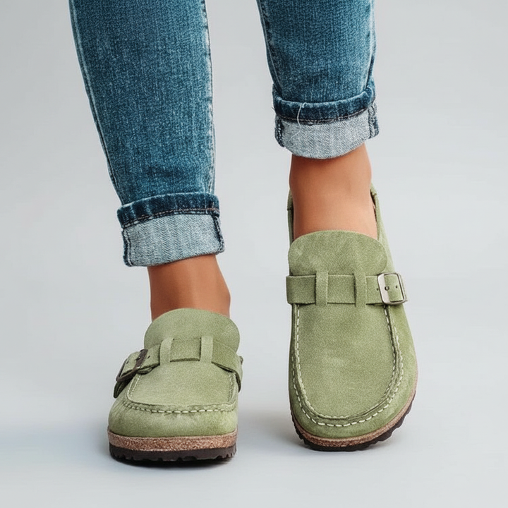 Solène Suede Buckle Clog