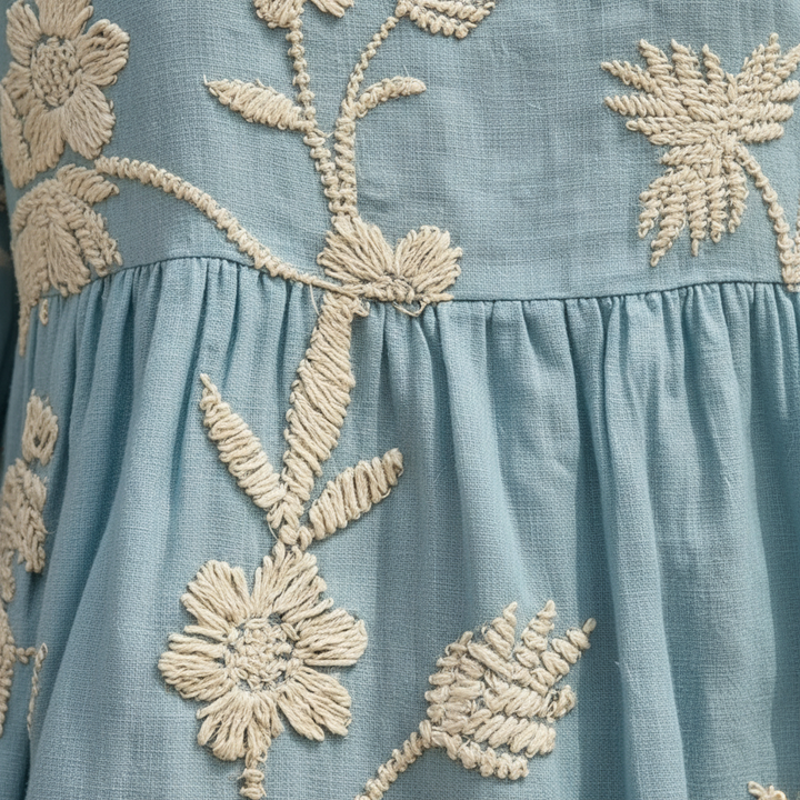Kimberly Embroidered Linen Midi Dress