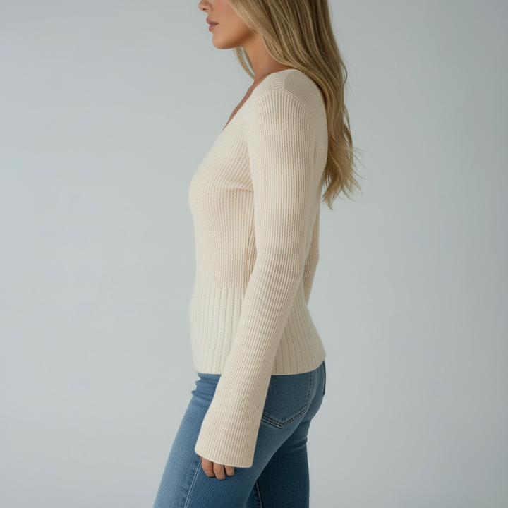 Ribbed Knit Square Neck Top