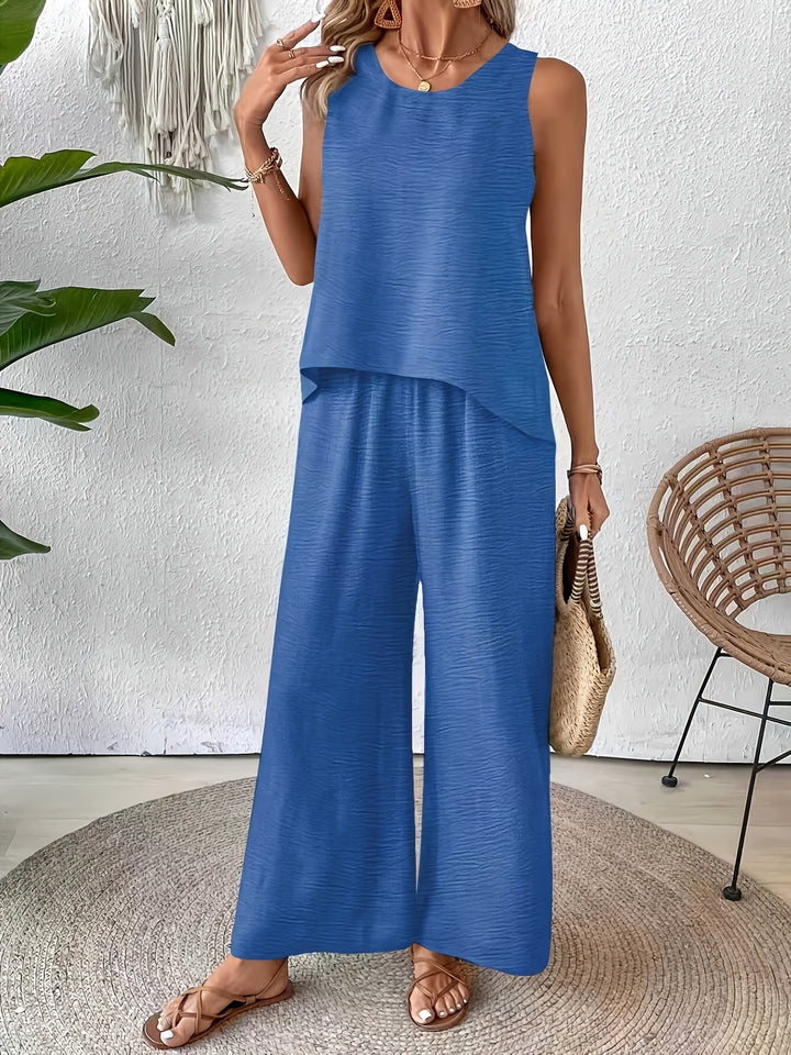 Meadhbh – Sleeveless Top & Wide-Leg Pants Set