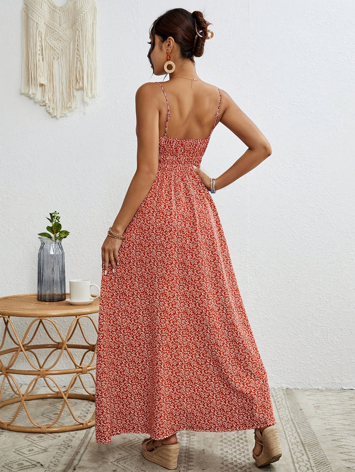 Maeve - Botanical Print Ruffle Spaghetti Strap Dress