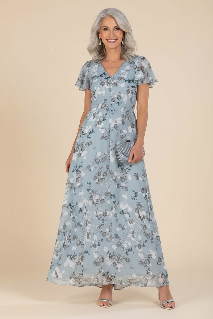 Dusty Blue Floral Maxi - Studio
