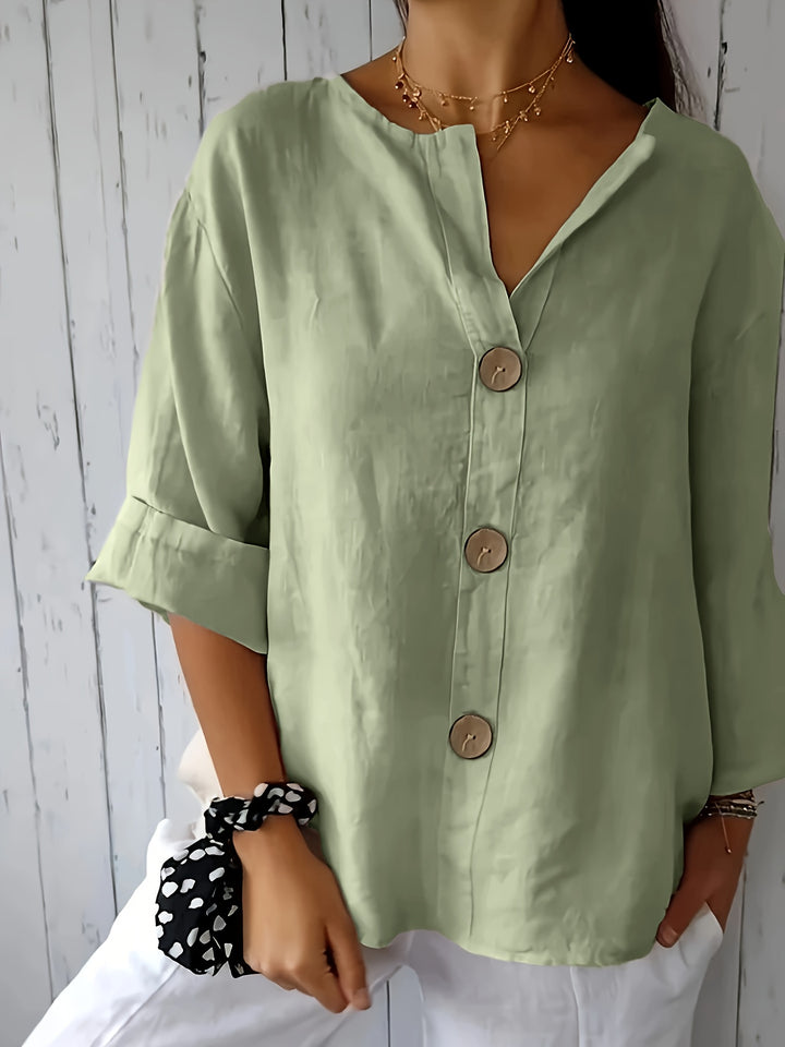 Sinéad - V-Neck Button Pullover Top