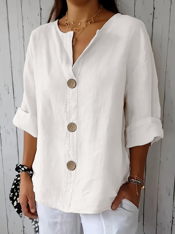 Sinéad - V-Neck Button Pullover Top