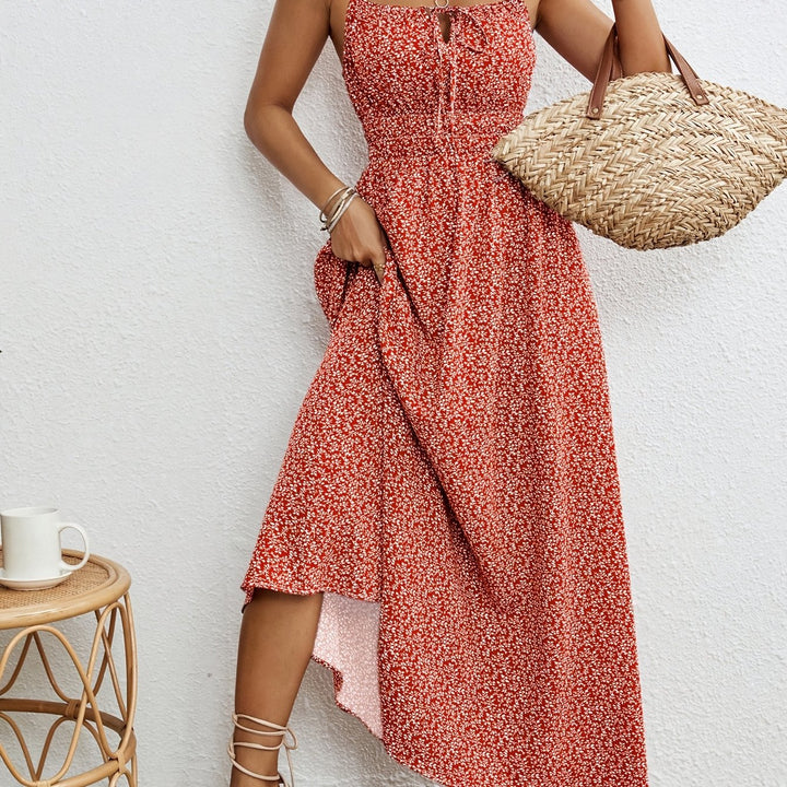 Maeve - Botanical Print Ruffle Spaghetti Strap Dress