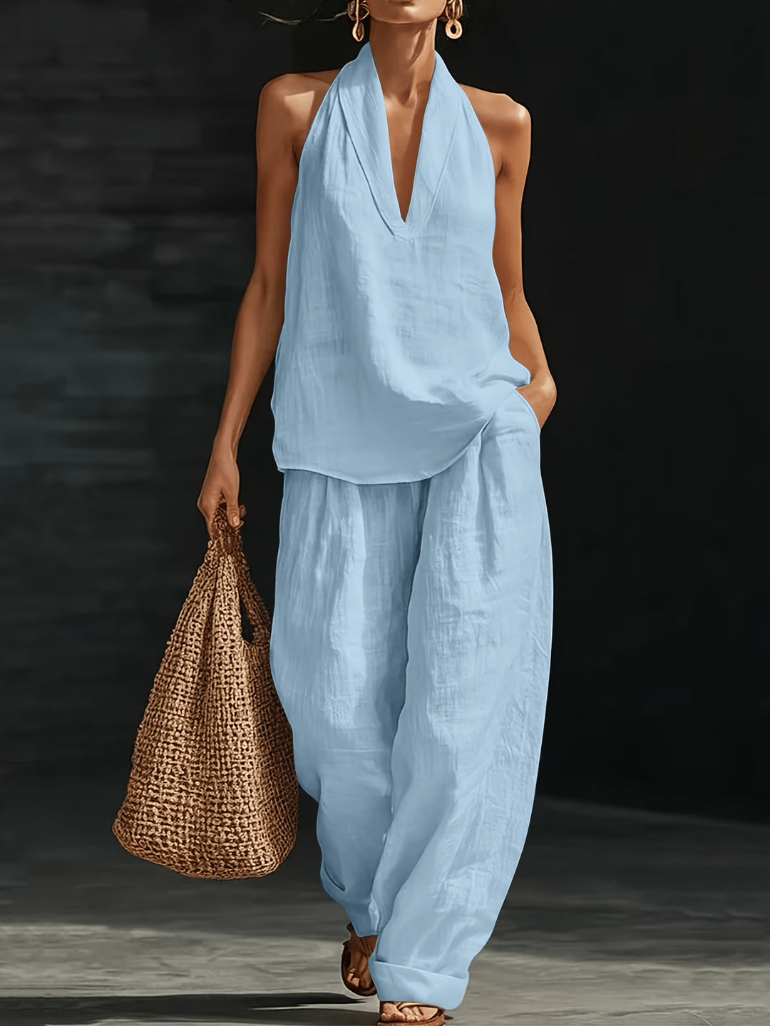 Sorcha - Sleeveless Vest & Wide-Leg Trouser Set