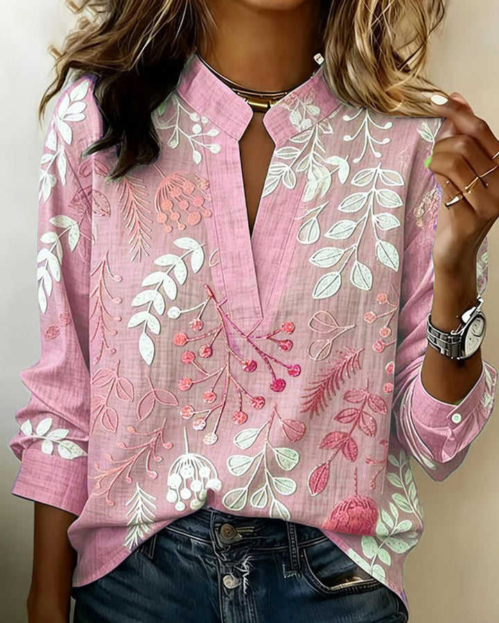 Floral V-Neck Soft-Touch Blouse