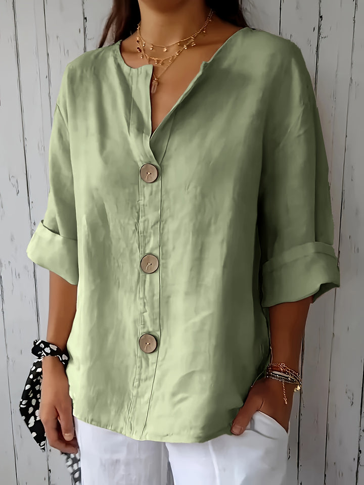 Sinéad - V-Neck Button Pullover Top