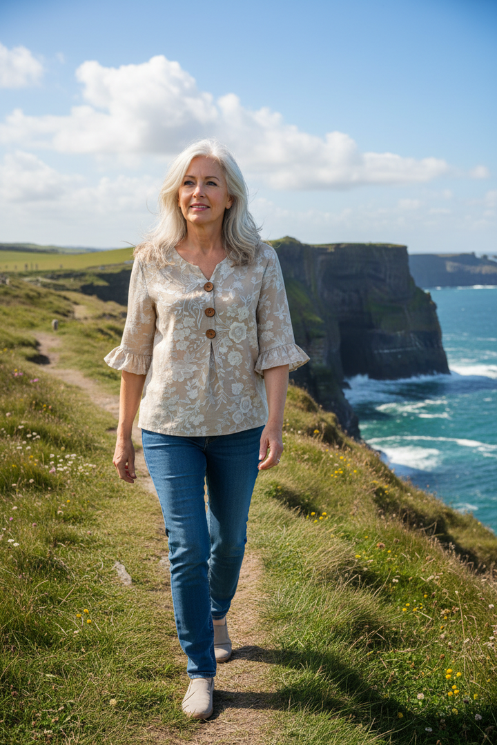 Floral blouse - coastal