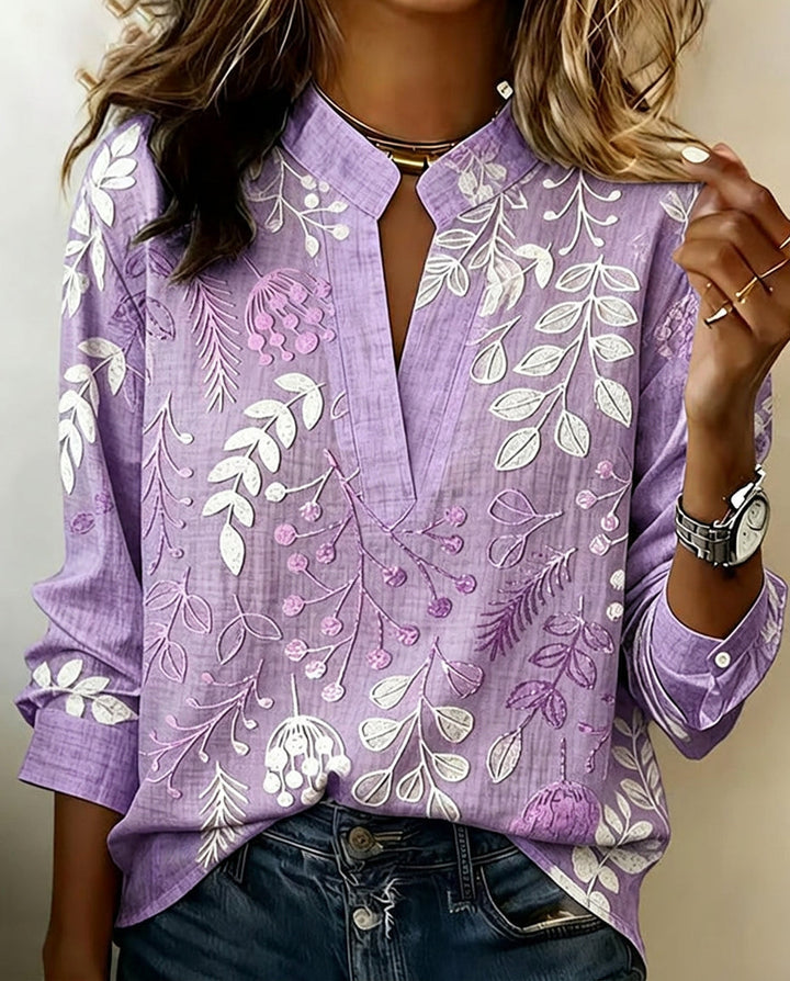 Floral V-Neck Soft-Touch Blouse