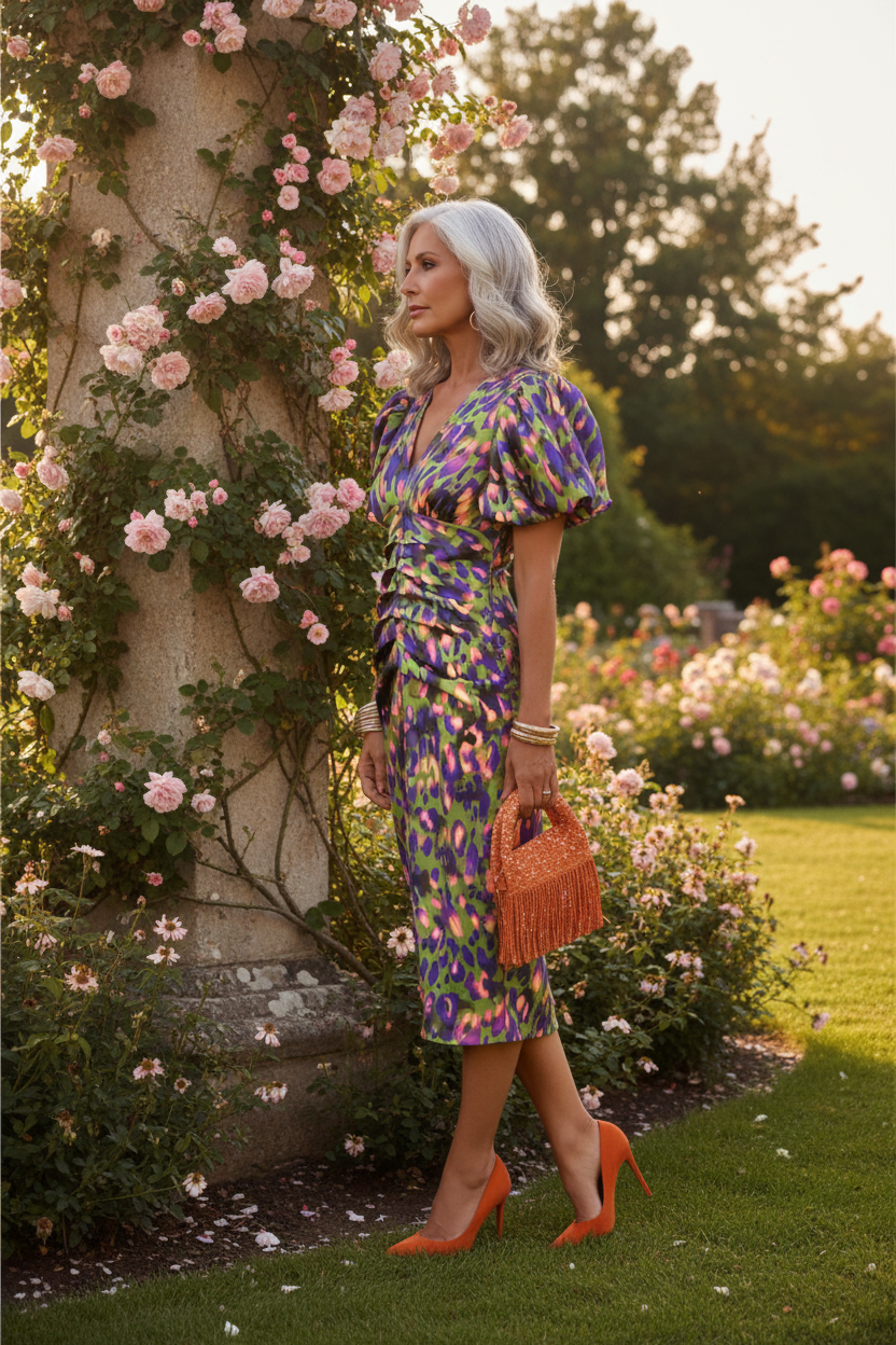 Green Purple Dress - Side profile