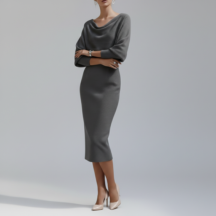 Vera Cowl-Neck Knit Dress