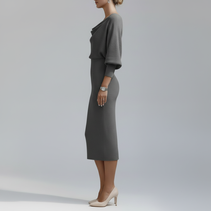 Vera Cowl-Neck Knit Dress