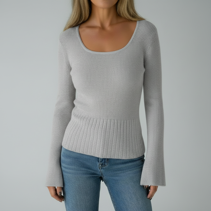 Ribbed Knit Square Neck Top