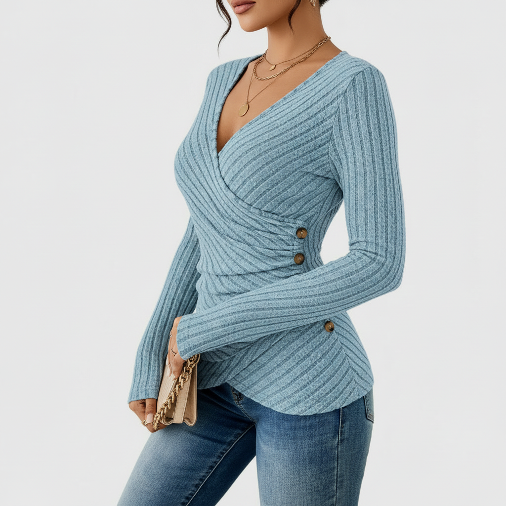 Élise Ribbed Wrap Top