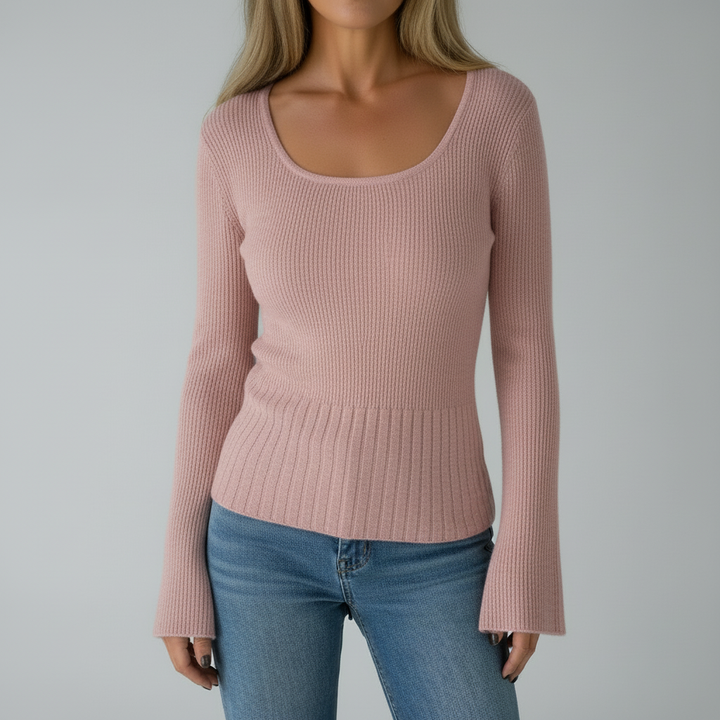 Ribbed Knit Square Neck Top