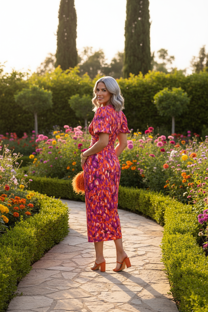 Orange Purple Dress - Over shoulder