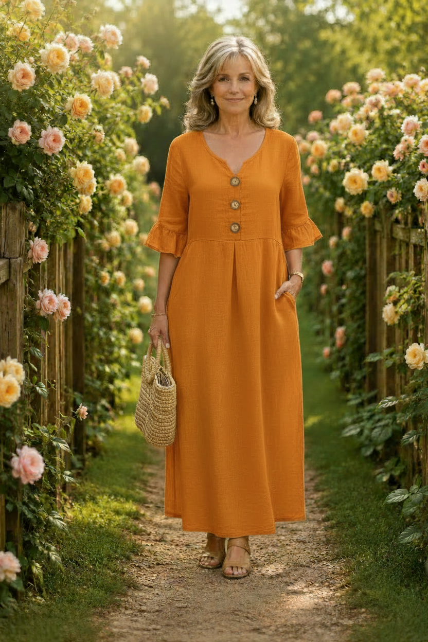 Oranje jurk rozentuin remake