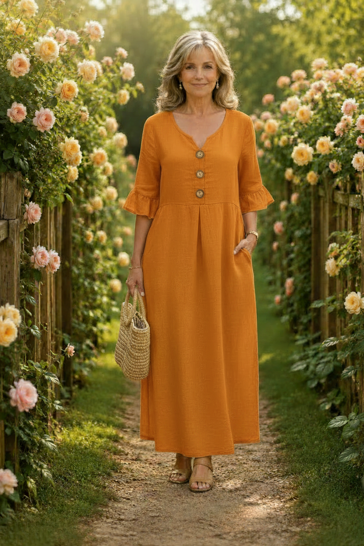 Oranje jurk rozentuin remake