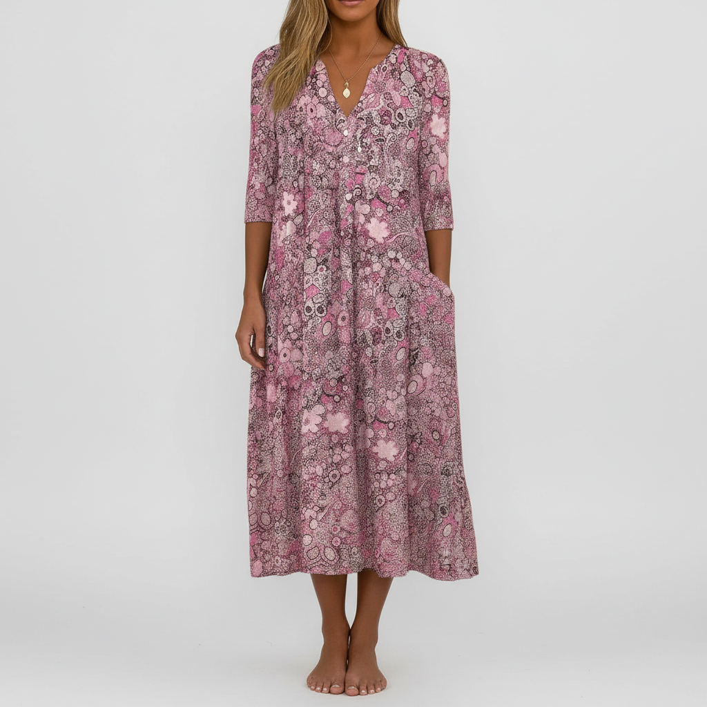 Paisley & Pocket Midi Dress