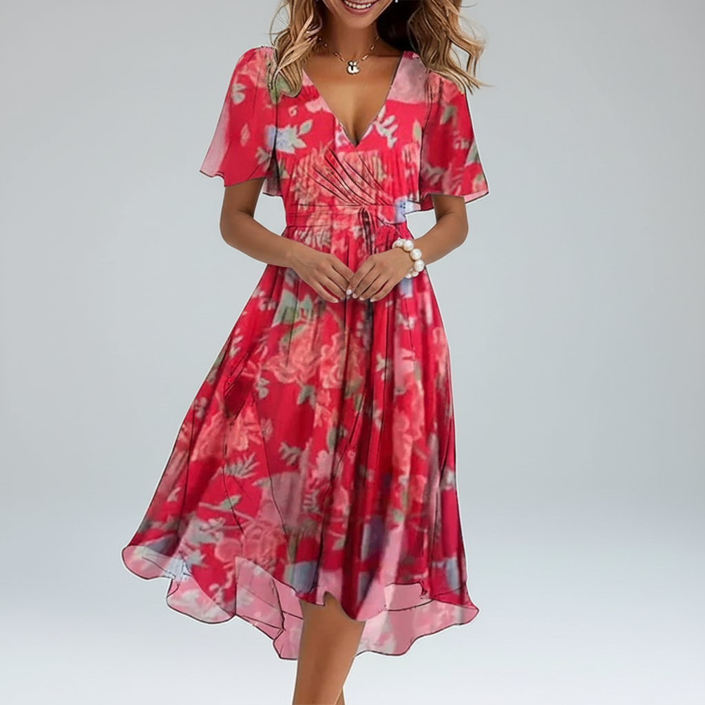 Flora Wrap Chiffon Midi Dress