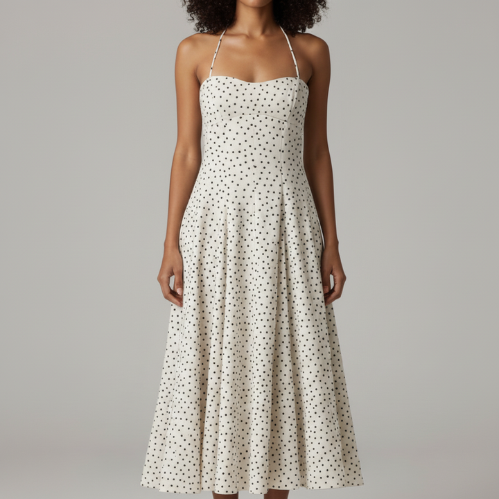 Polka Dot Halter Midi Dress