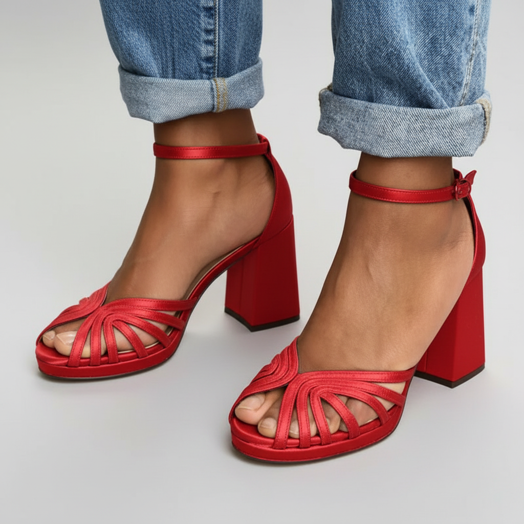 Margot - Block Heel Fur-Lined Sandals