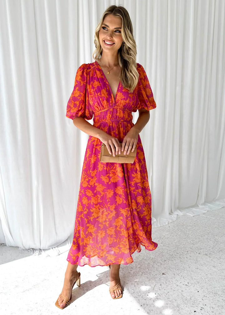 Brigid - Floral Puff Sleeve Maxi Dress
