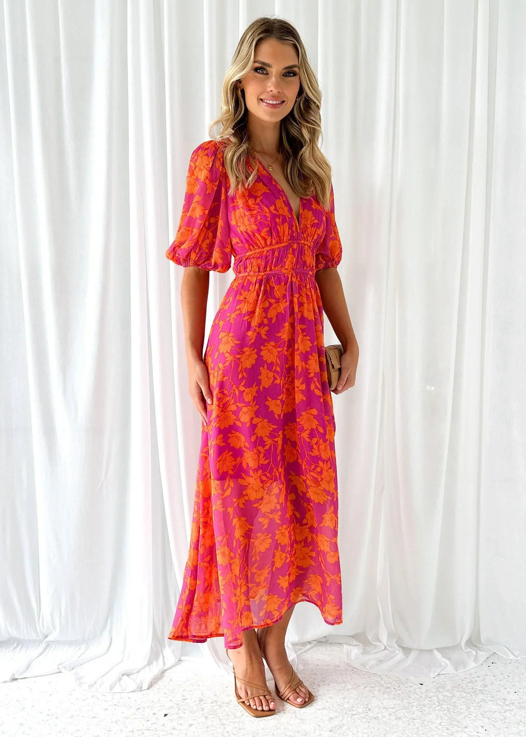 Brigid - Floral Puff Sleeve Maxi Dress