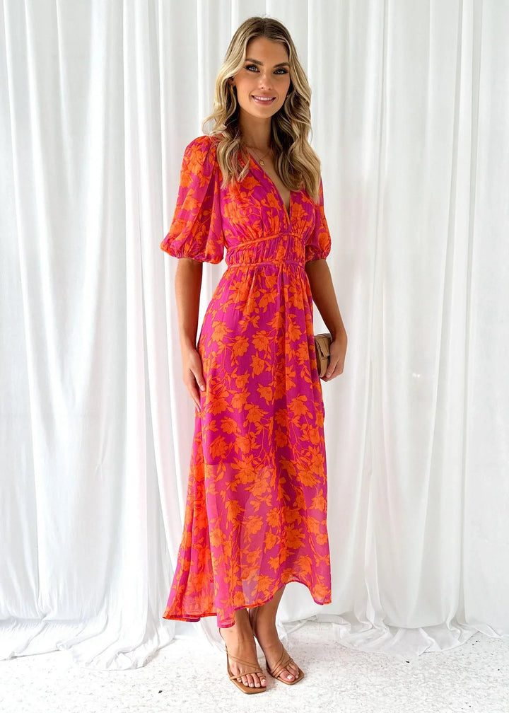 Brigid - Floral Puff Sleeve Maxi Dress