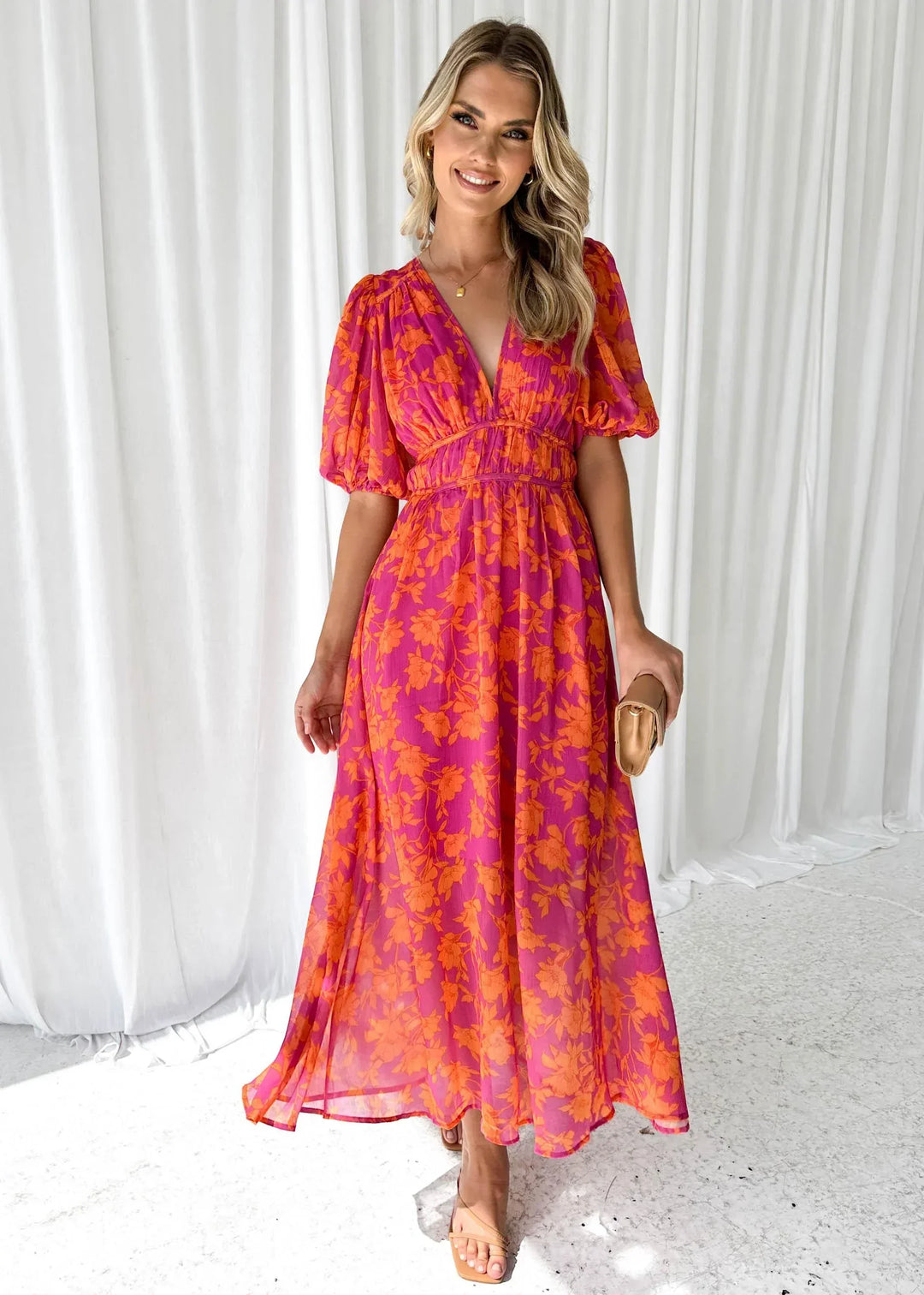 Brigid - Floral Puff Sleeve Maxi Dress