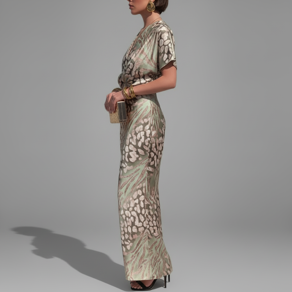 V-Neck Pencil Midi Dress