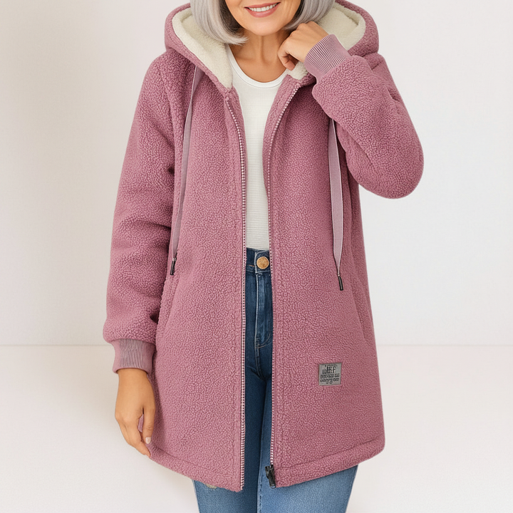 Phoebe – Hooded Zip Lamb’s Wool Jacket