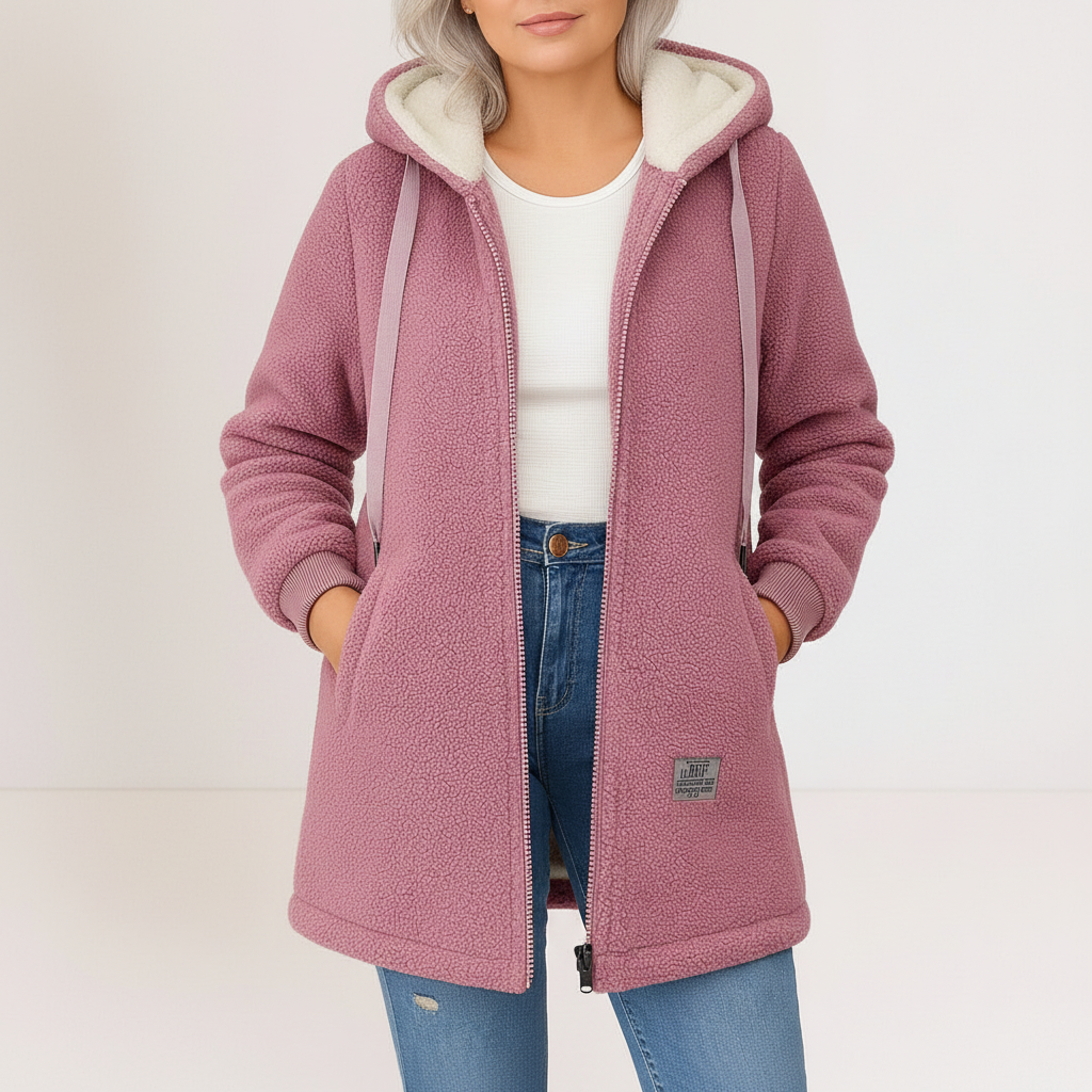 Phoebe – Hooded Zip Lamb’s Wool Jacket