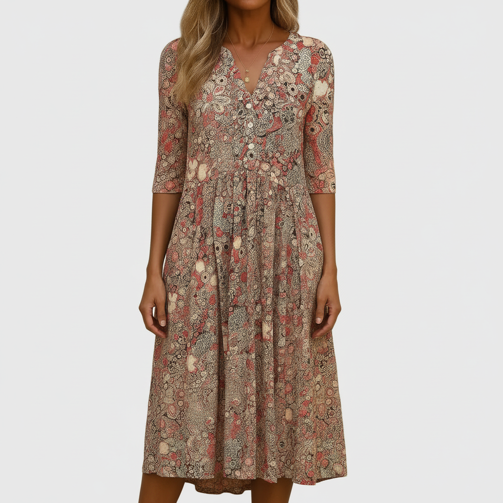 Paisley & Pocket Midi Dress