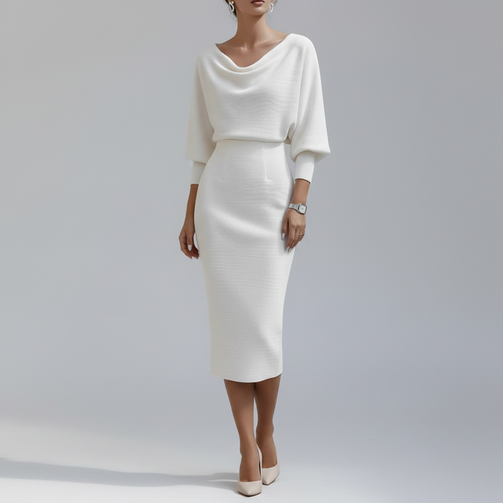 Vera Cowl-Neck Knit Dress