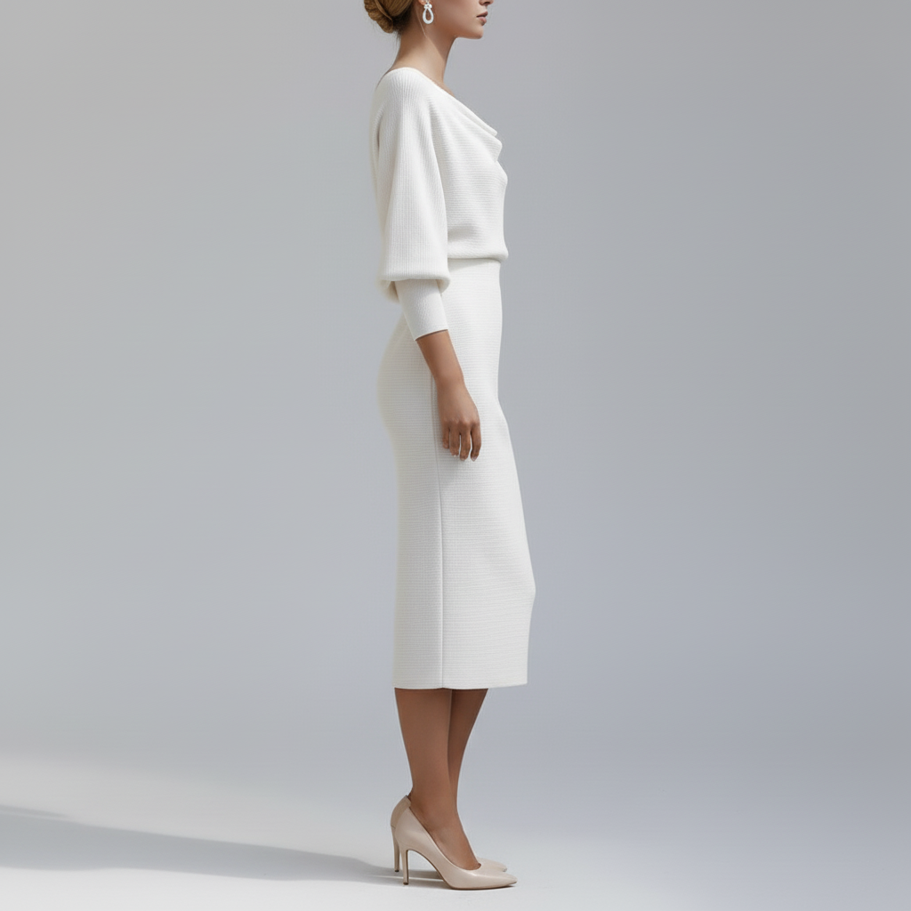 Vera Cowl-Neck Knit Dress