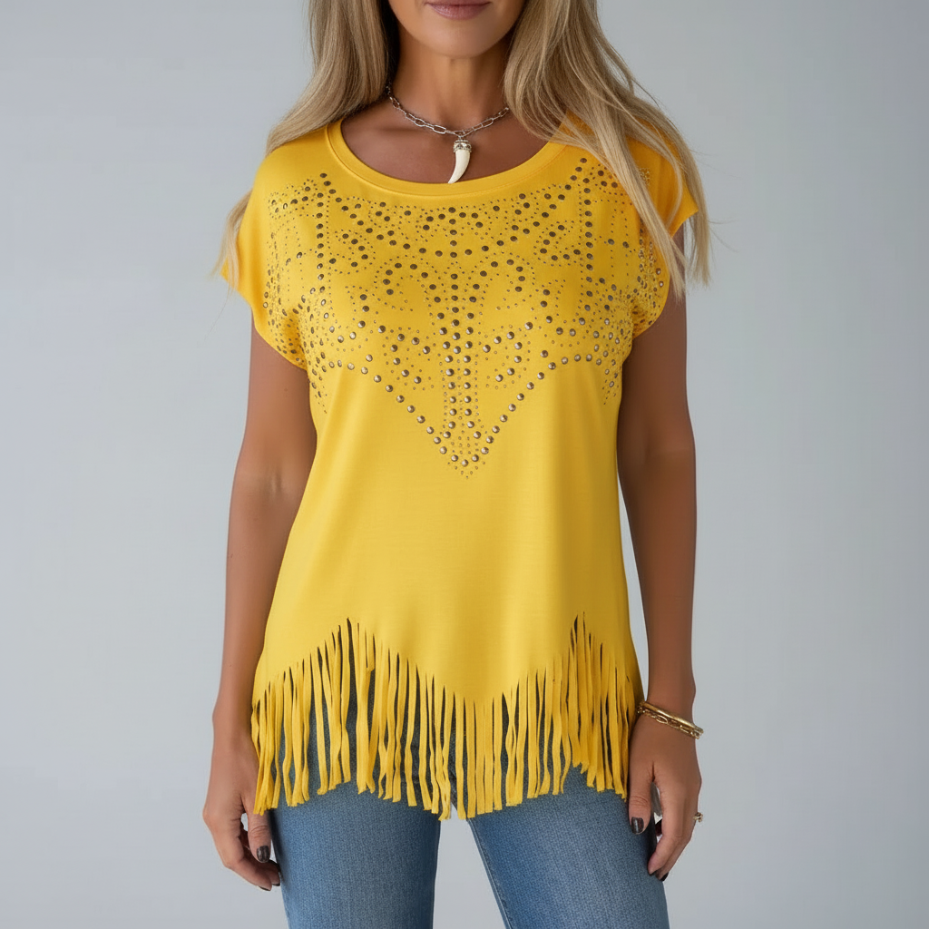 Kaia Embellished Fringe Top