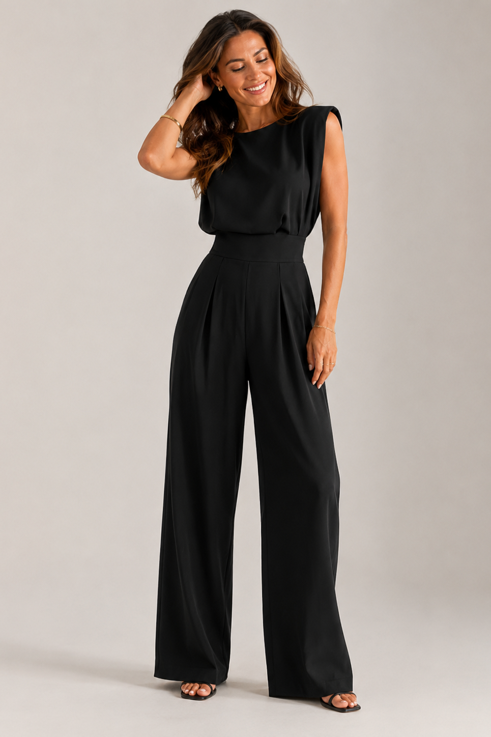 Leontien - Sleeveless Straight-Leg Jumpsuit